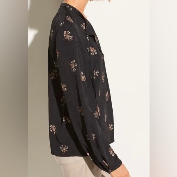 Vince‎ Tossed Bouquet Tie-Neck Blouse Black S - Picture 7 of 13